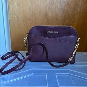 Michael Kors Wine Saffiano Crossbody with Gold Chain